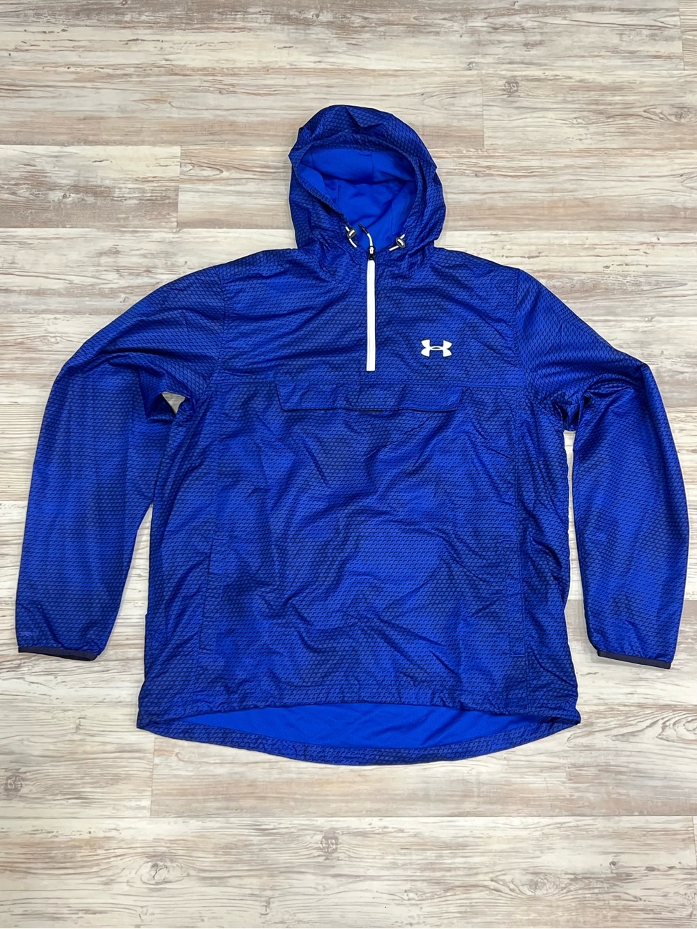 Under Armour Royal Blue Hooded Half-Zip Pullover Storm Weather Jacket